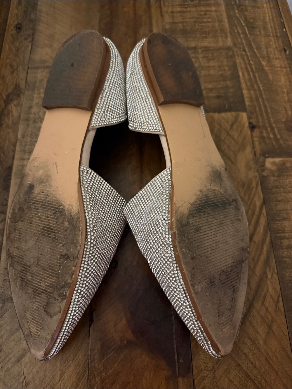 Steve Madden Champagne Crystal-Embellished Pointed D'Orsay Flats - Picture 2 of 5